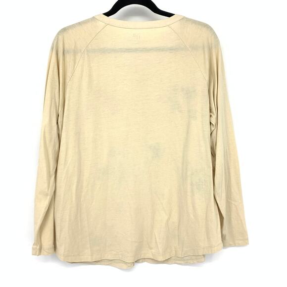 J.Jill Embroidered Woven Front Shirt Womens Sz PL Tan Long Sleeve Button Front - Picture 2 of 6